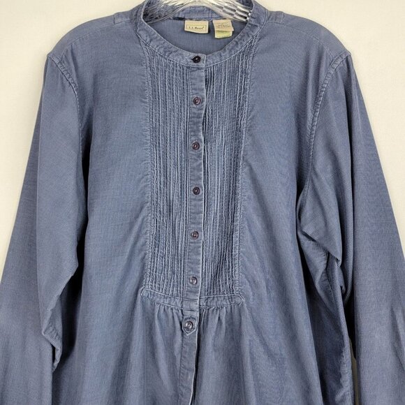 LL Bean Womens Pinwale Corduroy Babydoll Tunic L Smocked Relaxed Cottagecore 90s - Picture 3 of 12